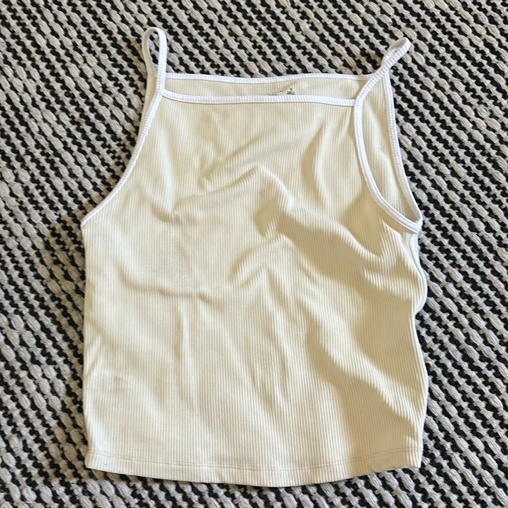 Abercrombie tank! Worn 1 time. Pale yellow and white.